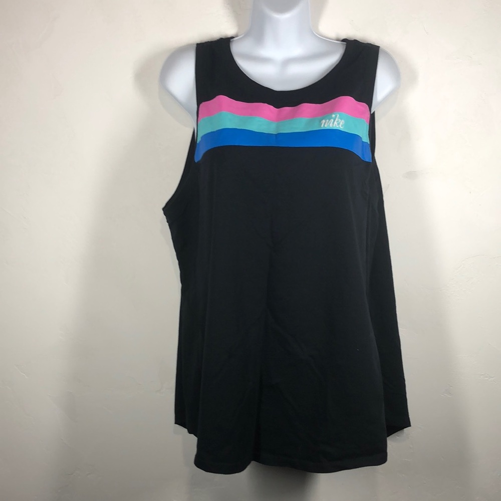 Nike black sleeveless top with stripes size 1X